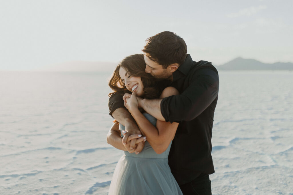 salt flats engagement photo