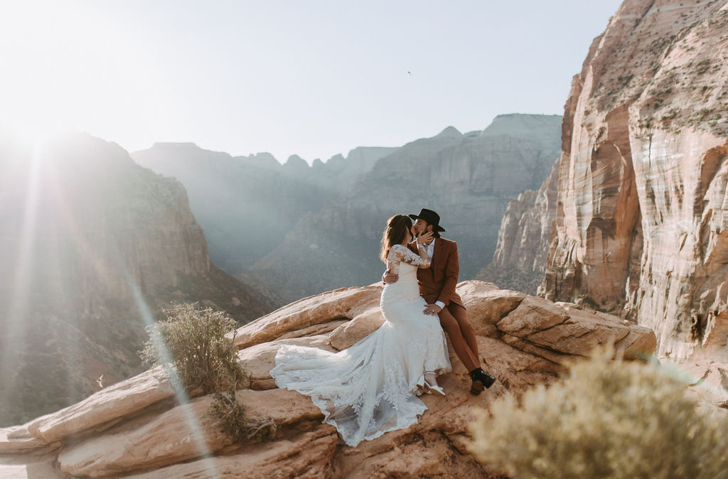 Sunset Zion Elopement at Canyon Overlook