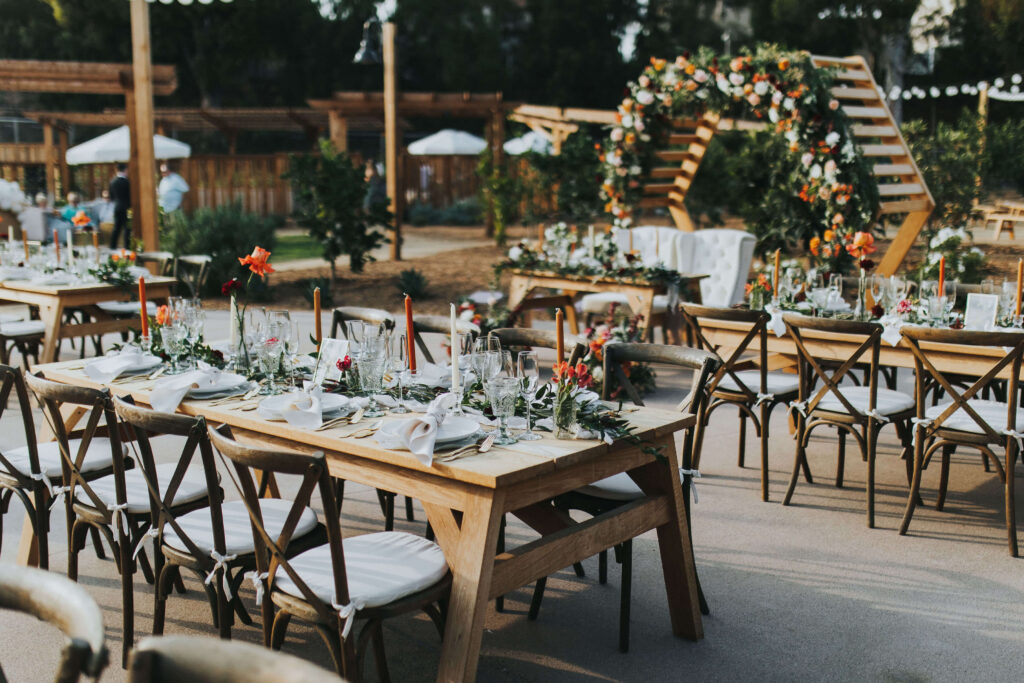Summer Outdoor Wedding Day Dinner Table Details