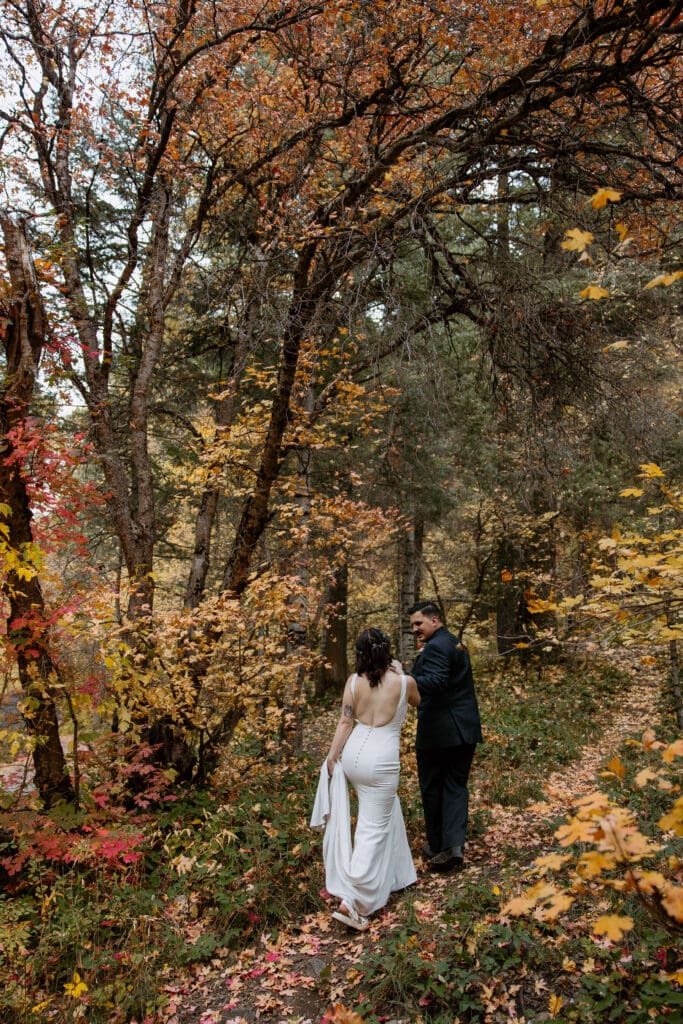 bride and groom get married in utah's mountains