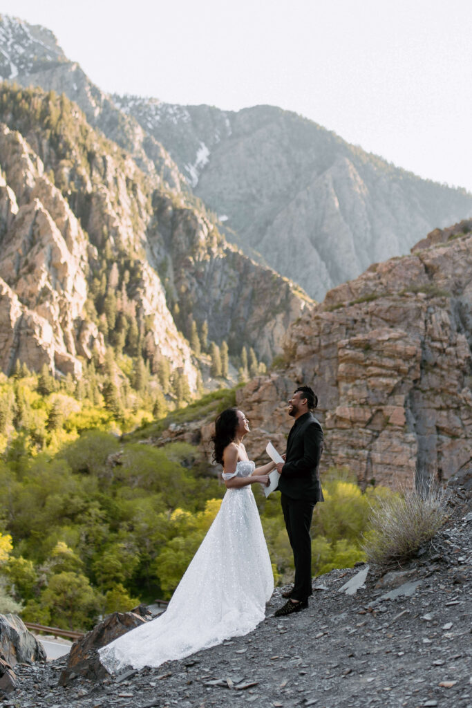 reading wedding vows in the mountains
