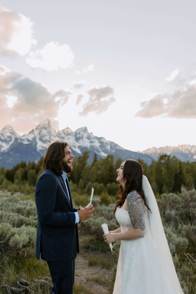 reading wedding vows in grand teton national park