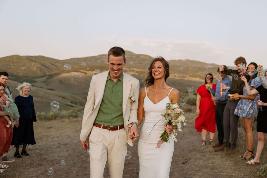 bubble send off at outdoor wedding in utah