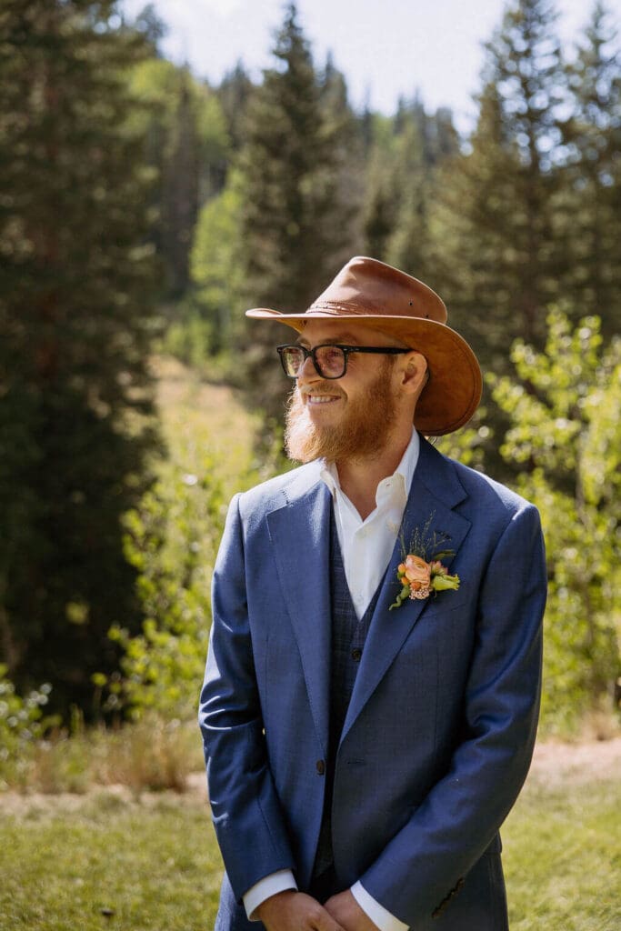 groom at outdoor wedding