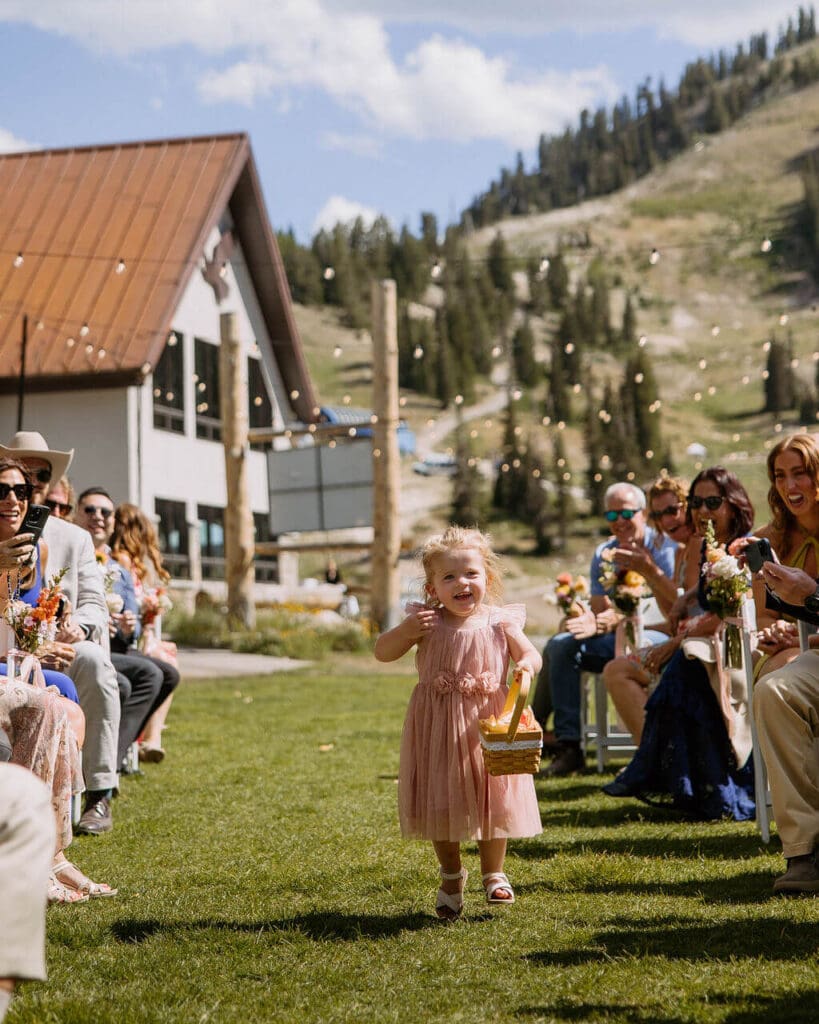 flower girl at outdoor wedding
