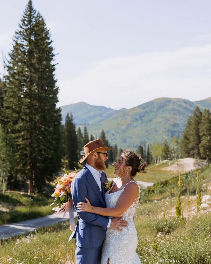 bride and groom get married at solitude mountain resort