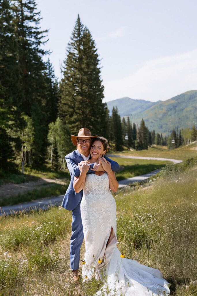 bride and groom at solitude mountain resort wedding