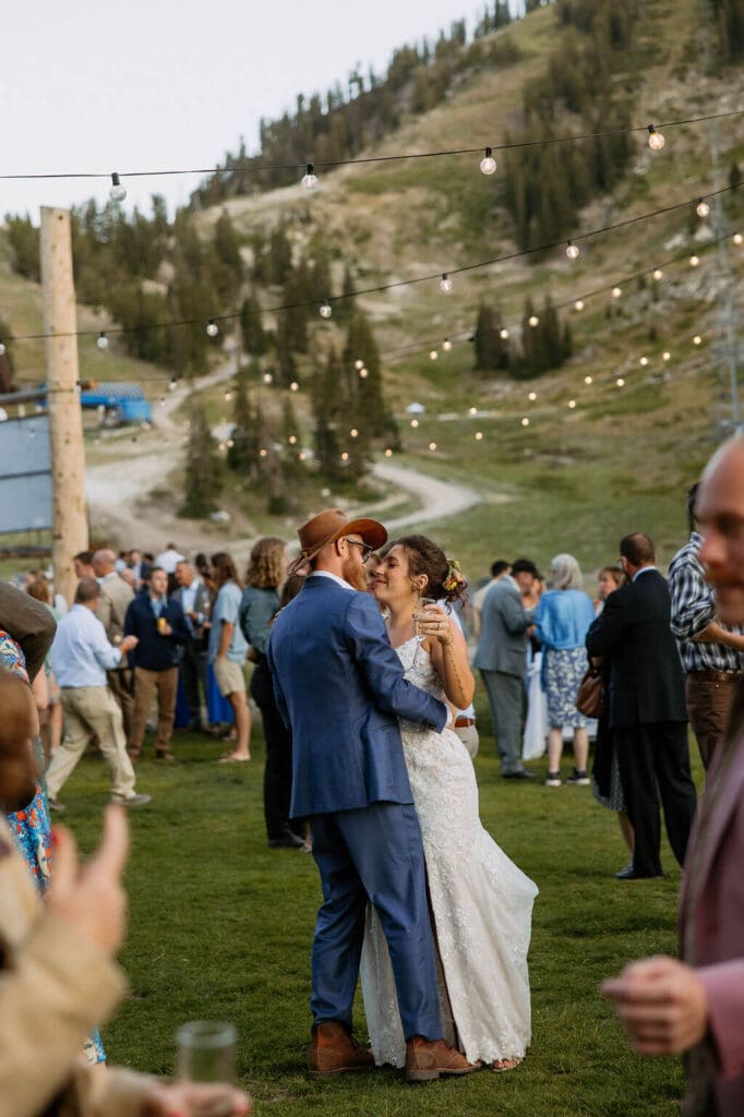 bride and groom dance at solitude mountain resort wedding