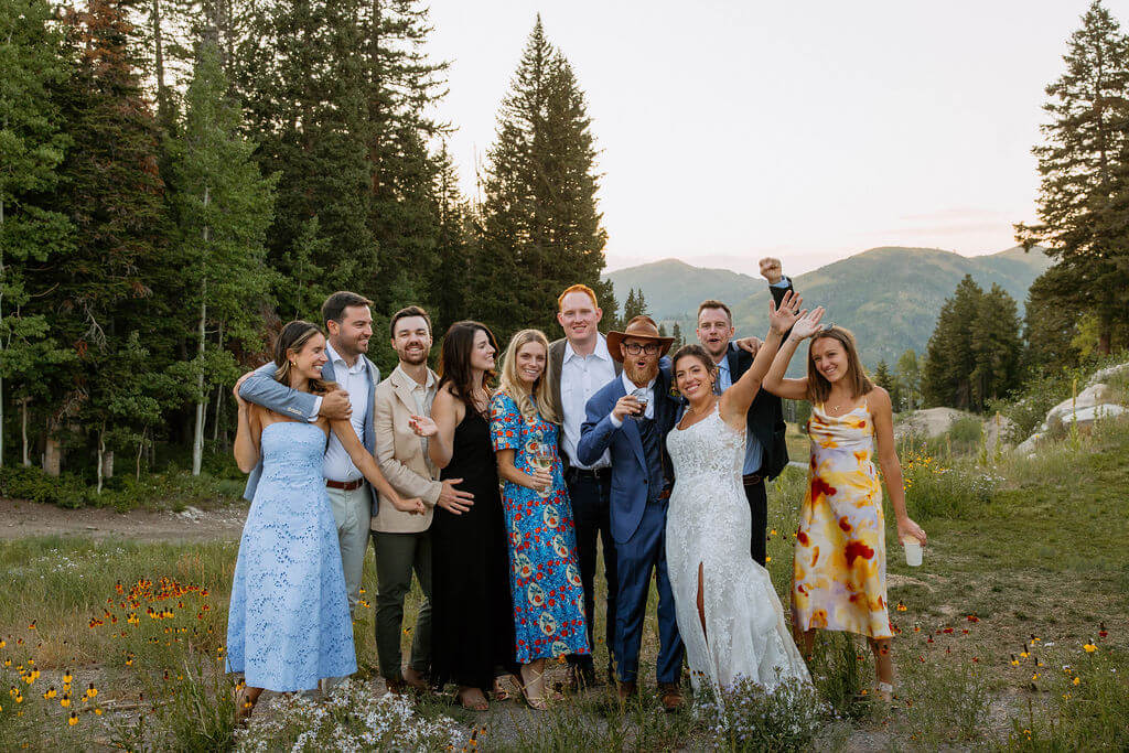 friends at utah mountain wedding