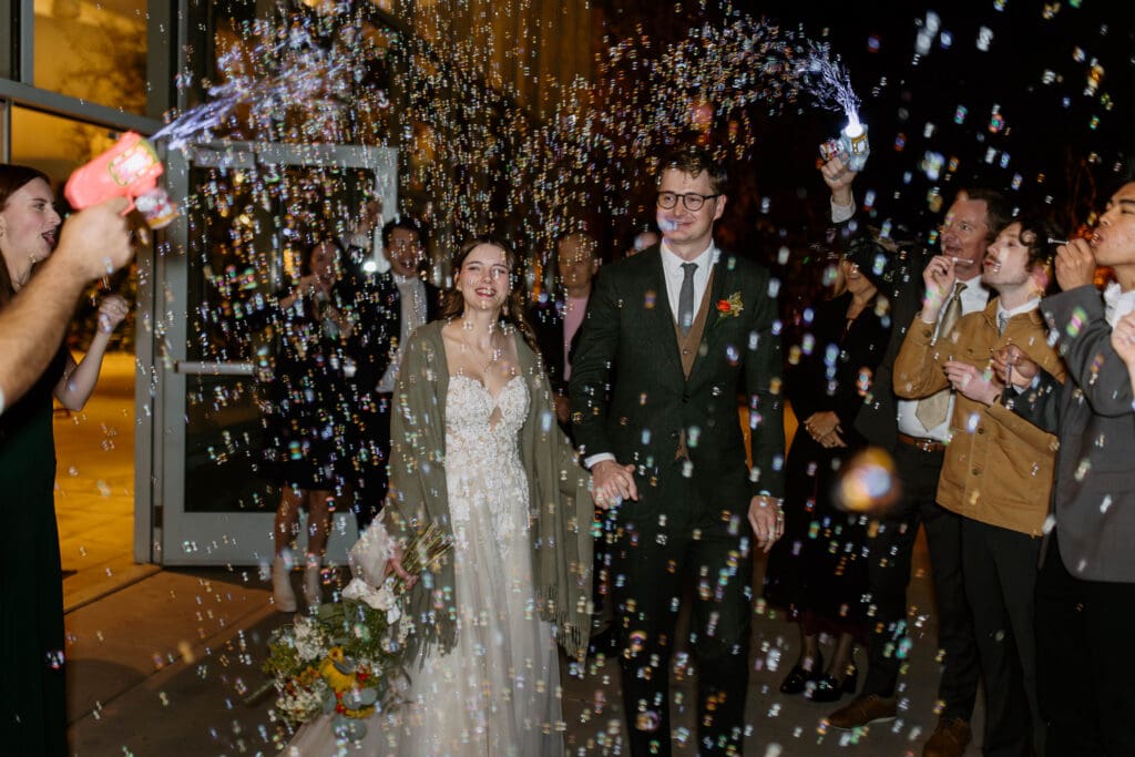 wedding bubble send off at red butte garden