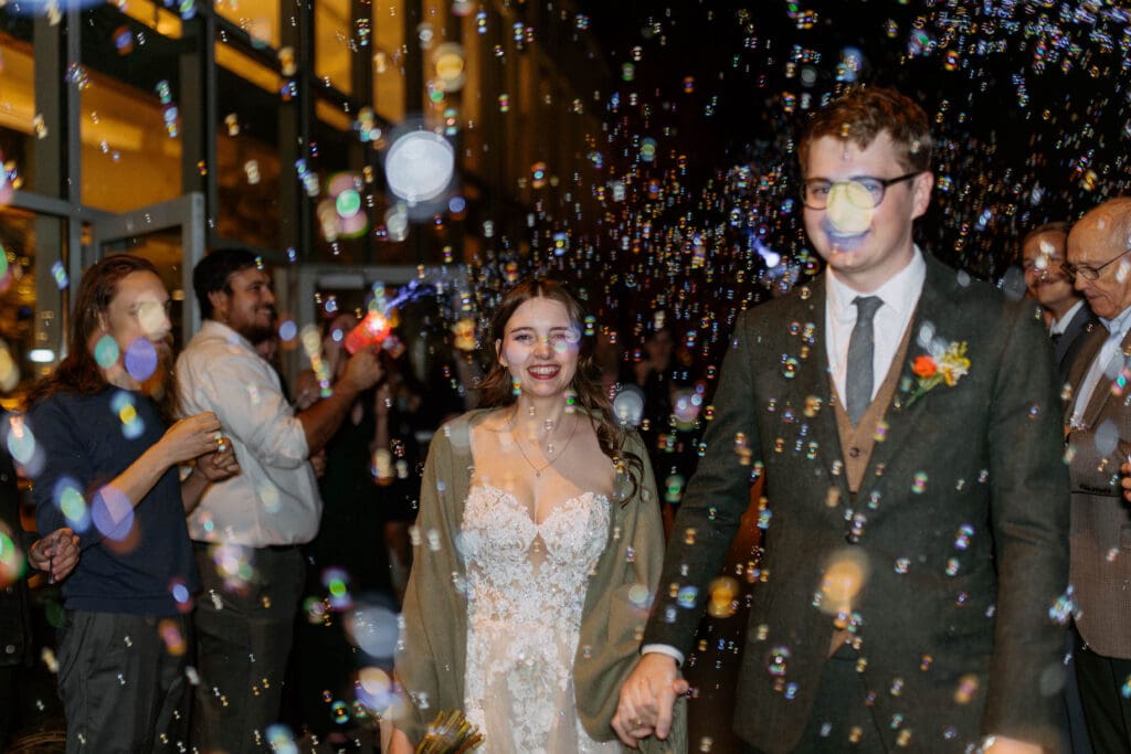 wedding bubble send off at red butte garden
