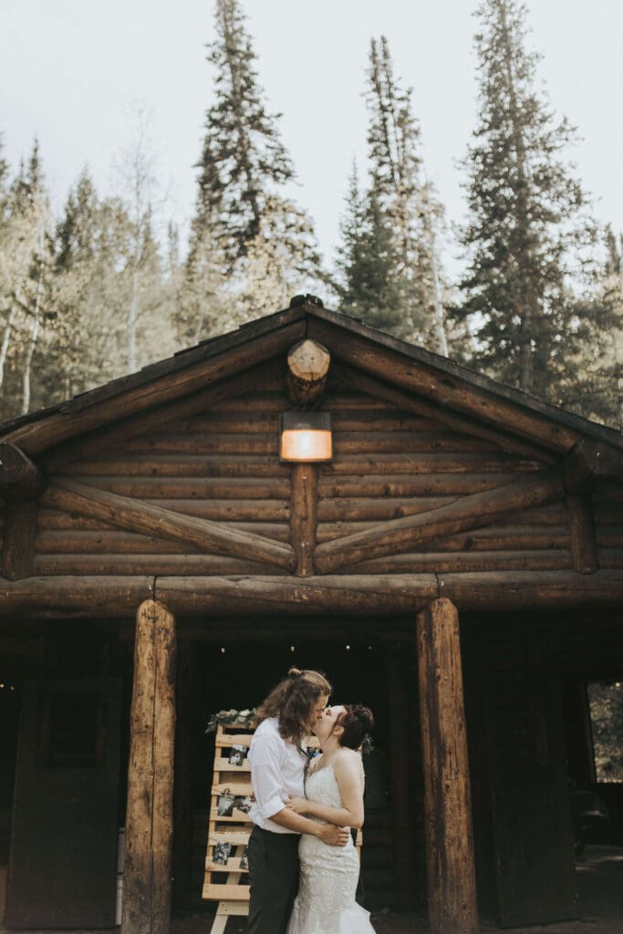 bride and groom get married at spruces campground in utah