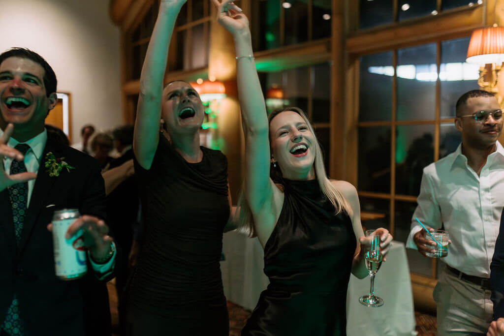 guests dance at wedding reception