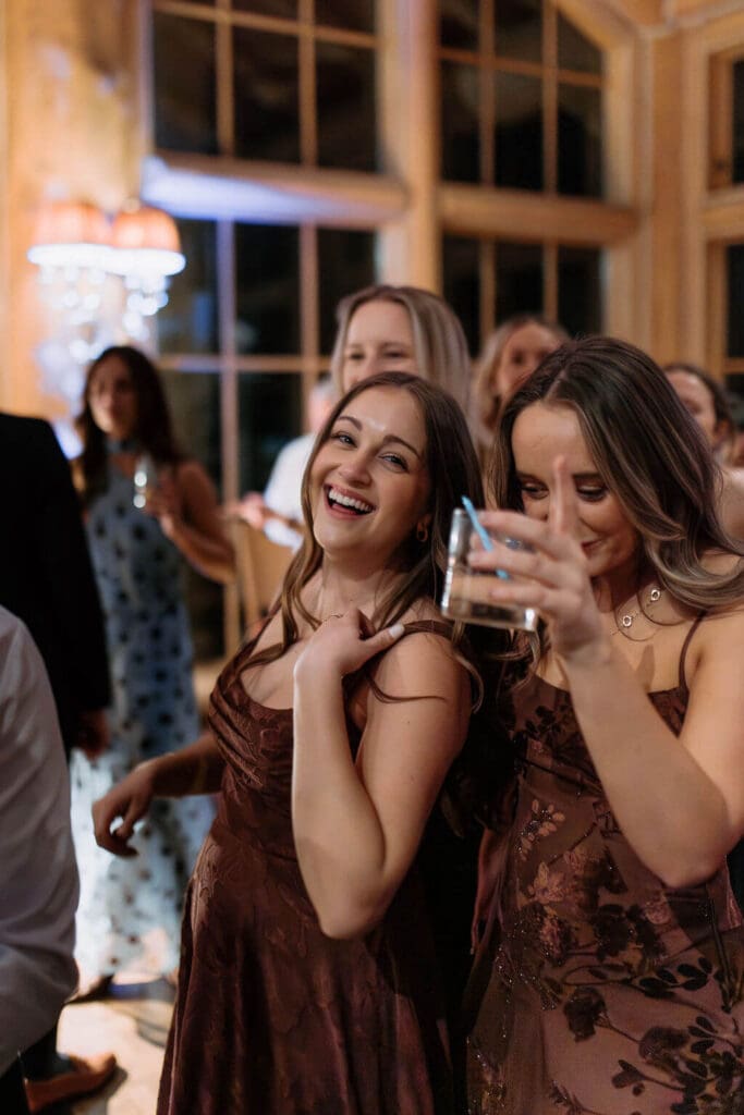 bridesmaids at wedding reception