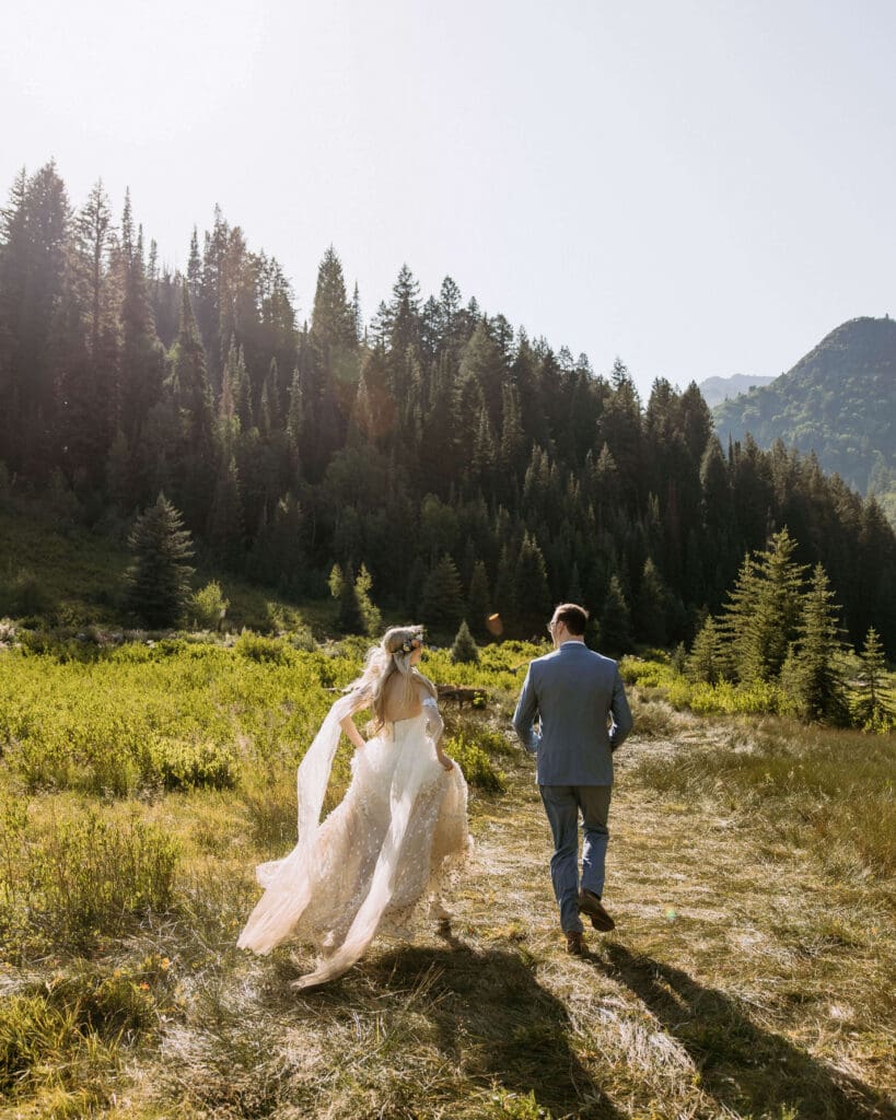 bride and groom on their utah elopement day