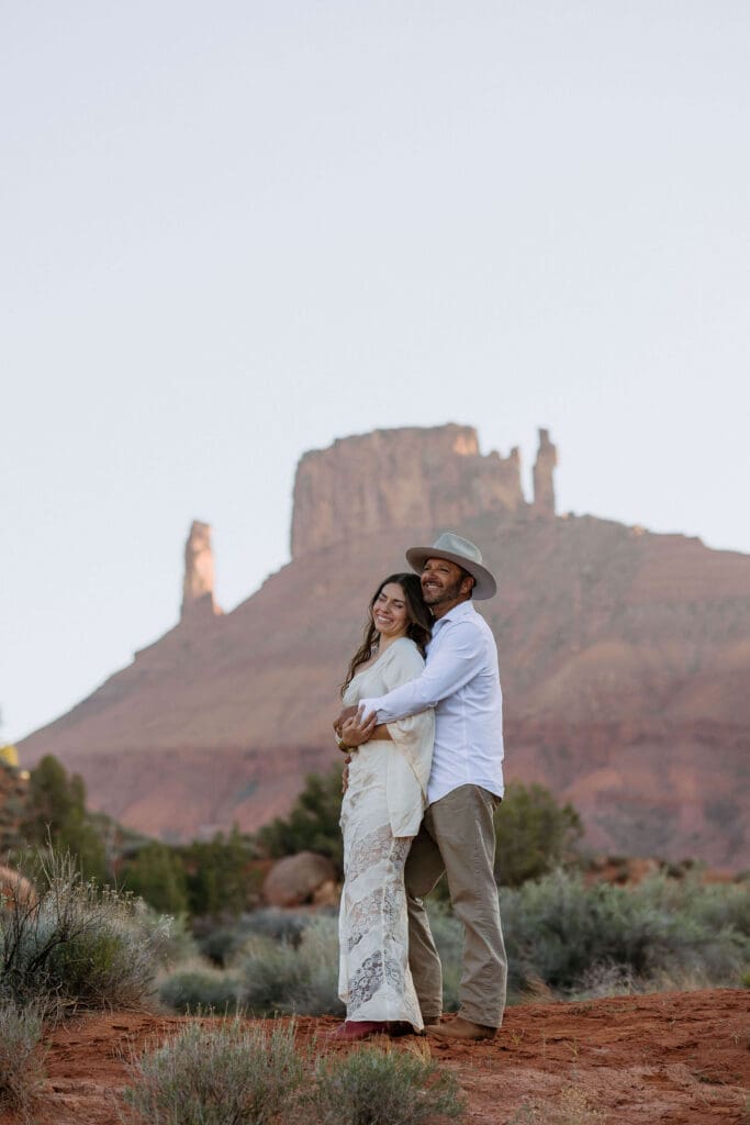 bride and groom get married in moab