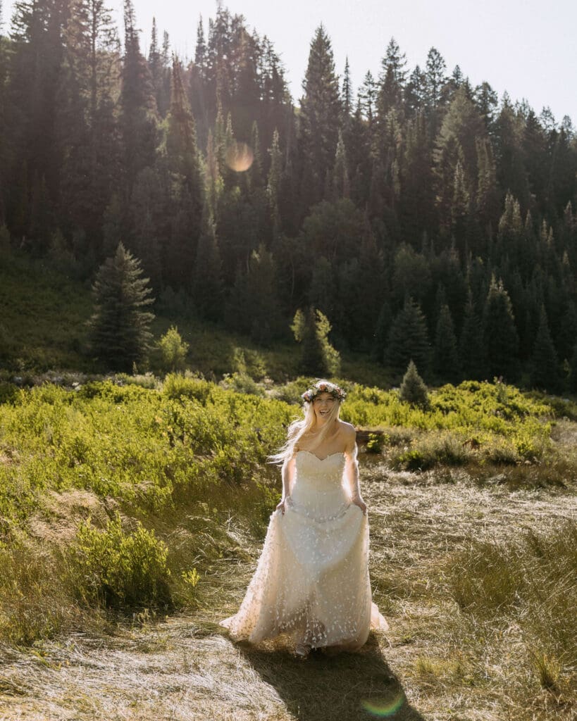 bride in her whimsical wedding dress