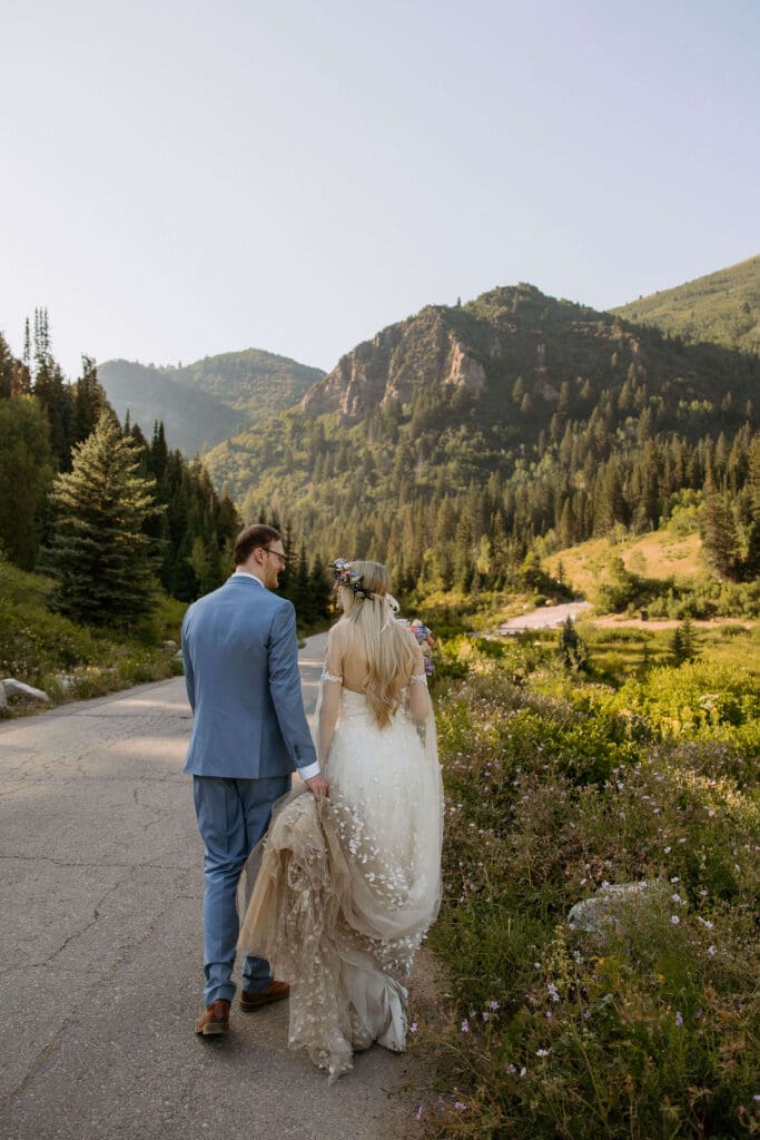 bride and groom get married at jordan pines campground