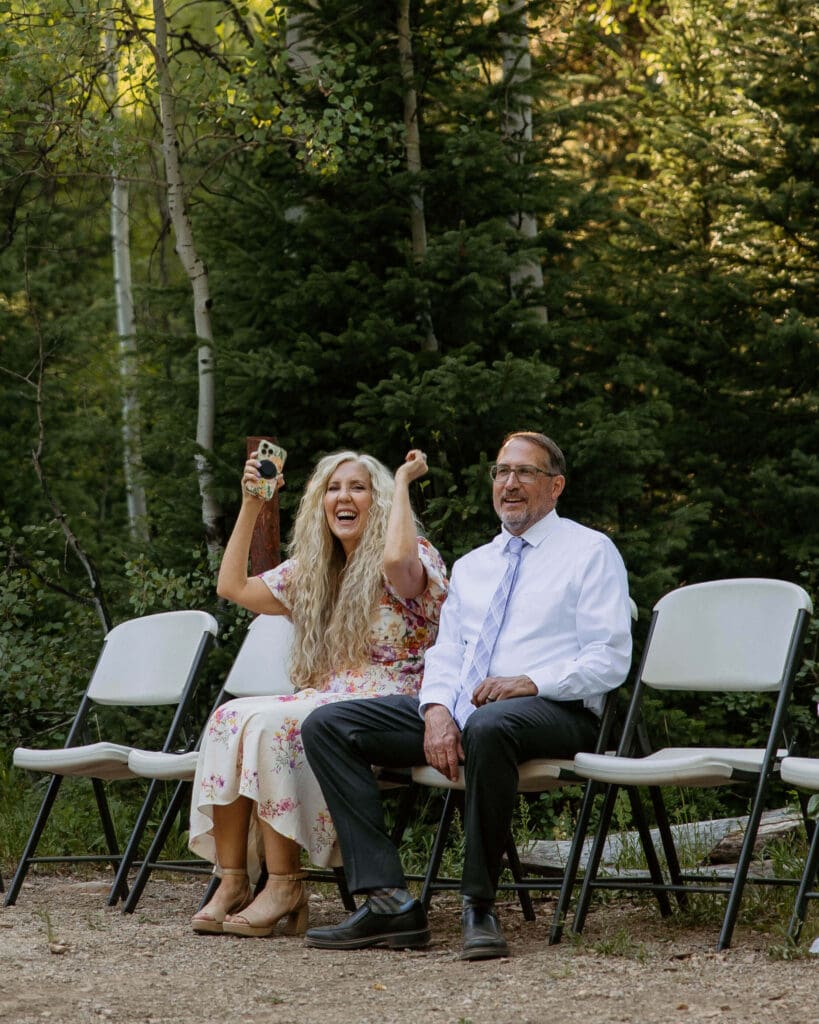 wedding guests at utah outdoor wedding