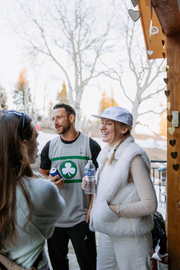 people hanging at powder mountain cabin