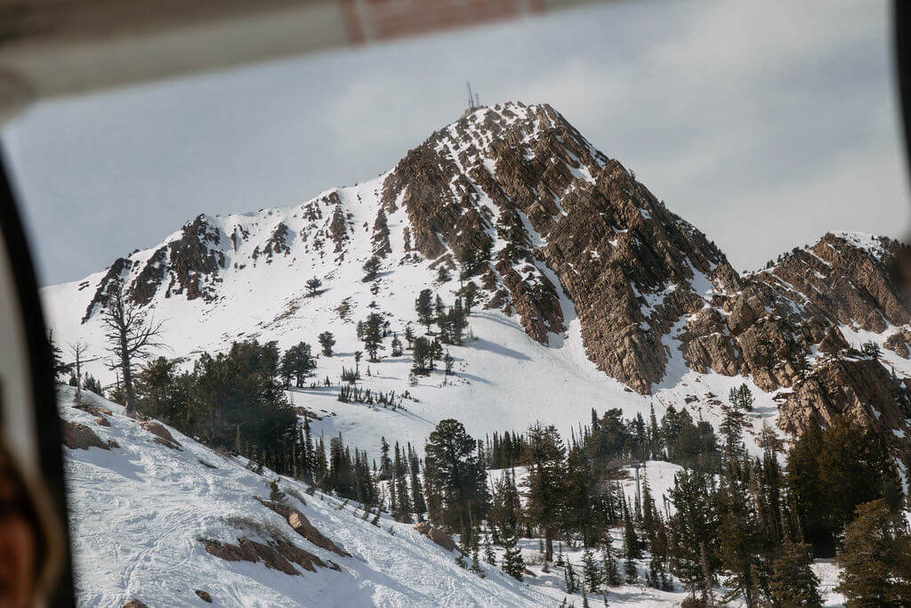 view of snowbasin ski resort from needles gondola