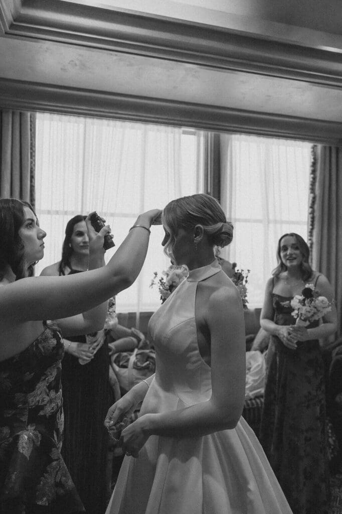 bride getting ready at snowbasin wedding