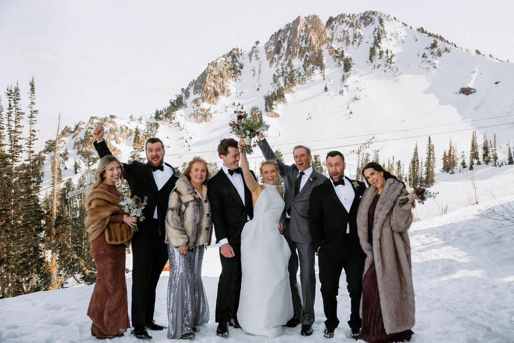 fun family photo at winter wedding