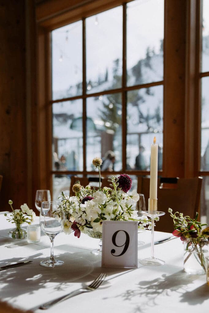 wedding table details at snowbasin resort