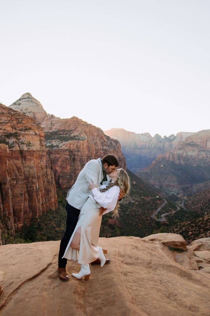 bride and groom's intimate elopement in zion national park