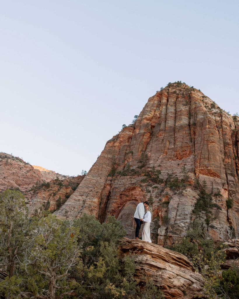 bride and groom get married in zion national park