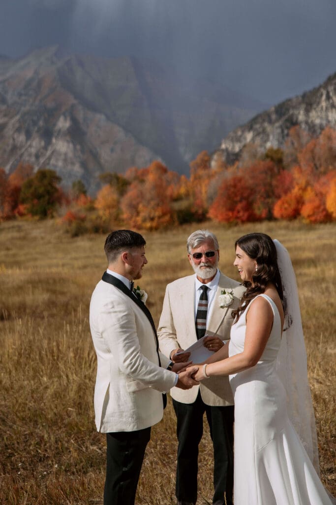 fall mountain wedding ceremony in utah