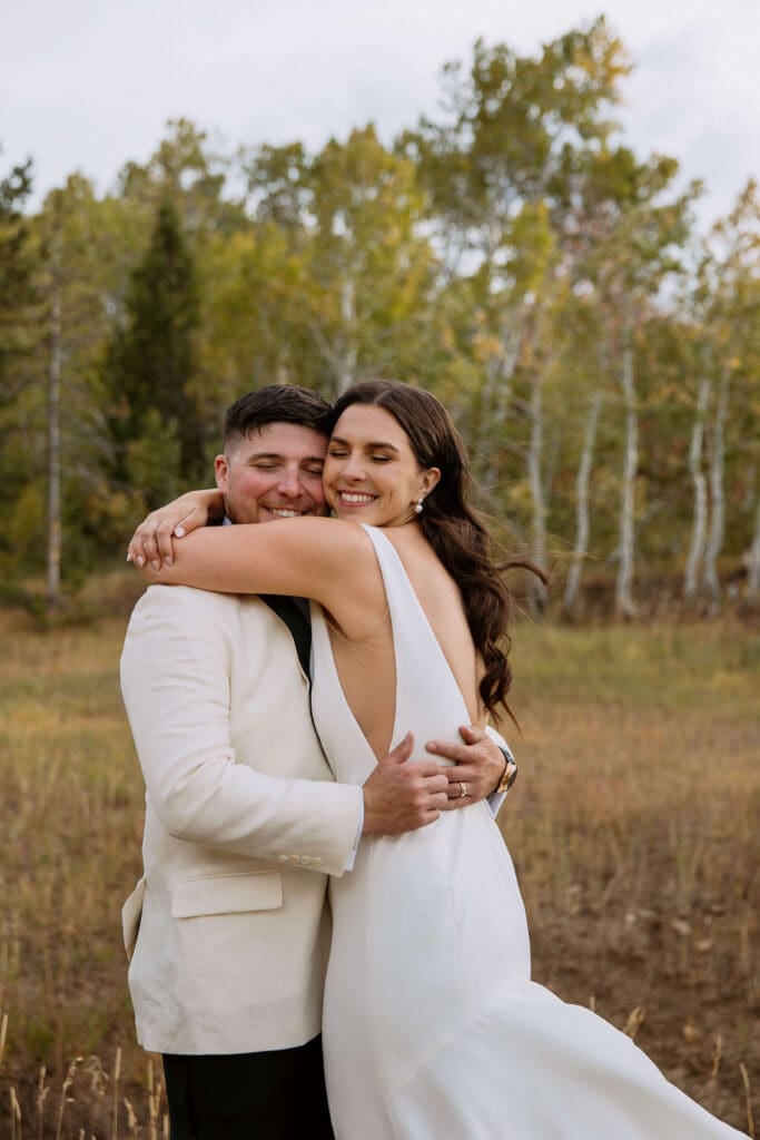 bride and groom get married in utah's mountains