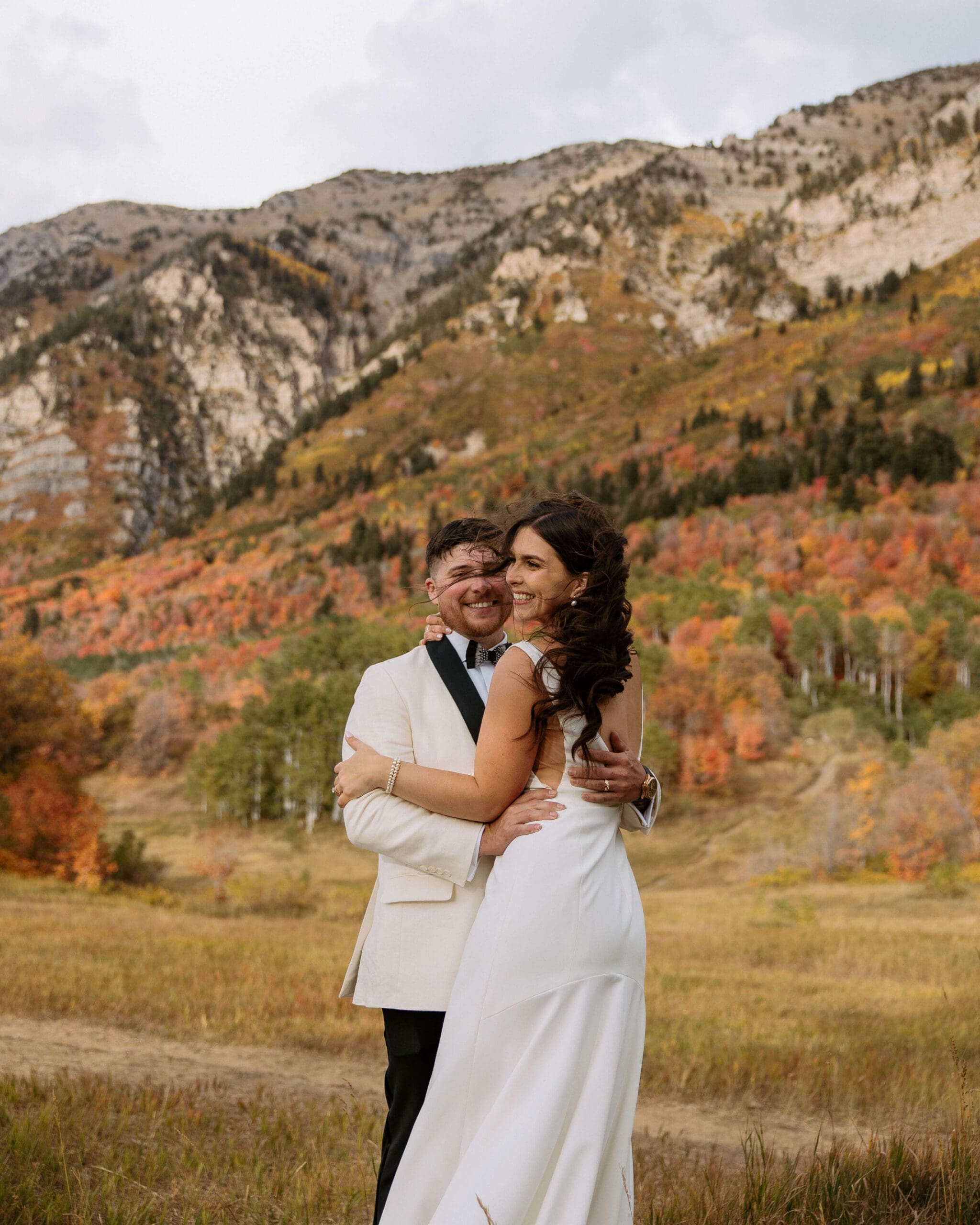 bride and groom get married in utah's mountains