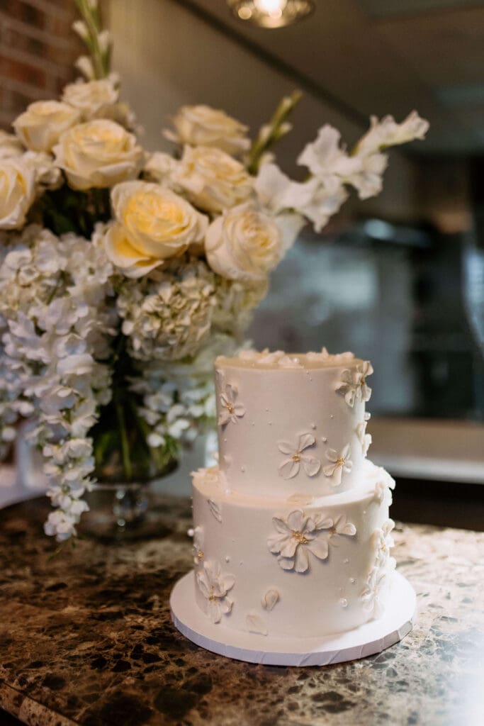 simple floral wedding cake
