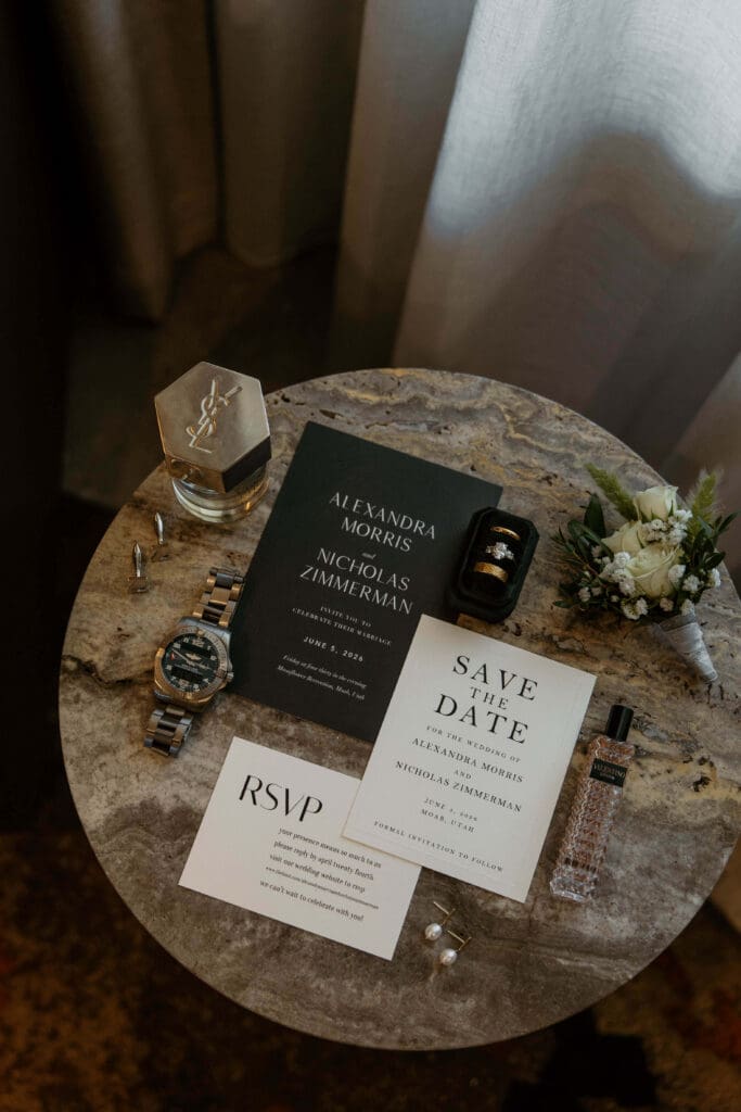 flatlay wedding details