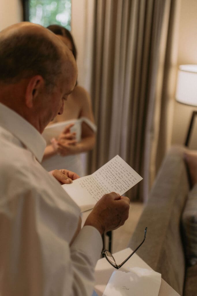 dad reading letter from bride