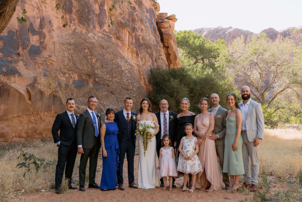 family and friends at moab wedding