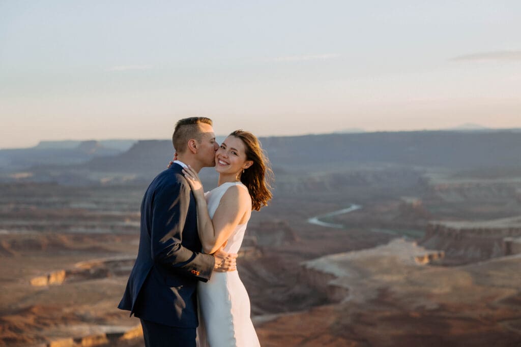 bride and groom get married in canyonlands national park