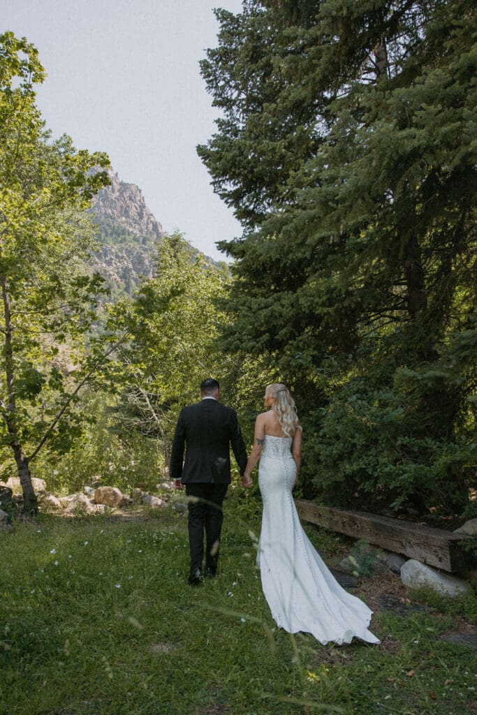 bride and groom get married in utah's mountains