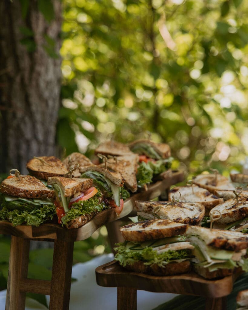 sandwiches at wedding from beaumont bakery in salt lake city