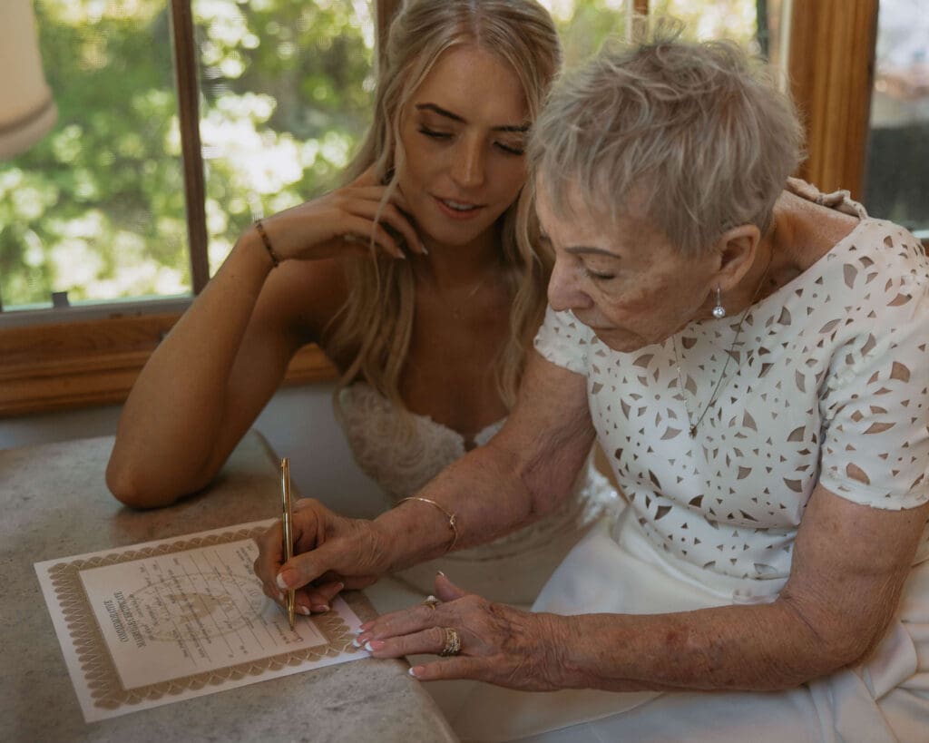 grandma signs marriage license